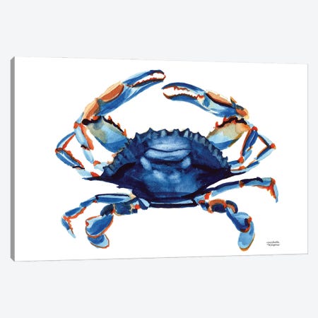 Navy Blue Crab Watercolor Canvas Print #MMP5} by Michelle Mospens Canvas Art Print