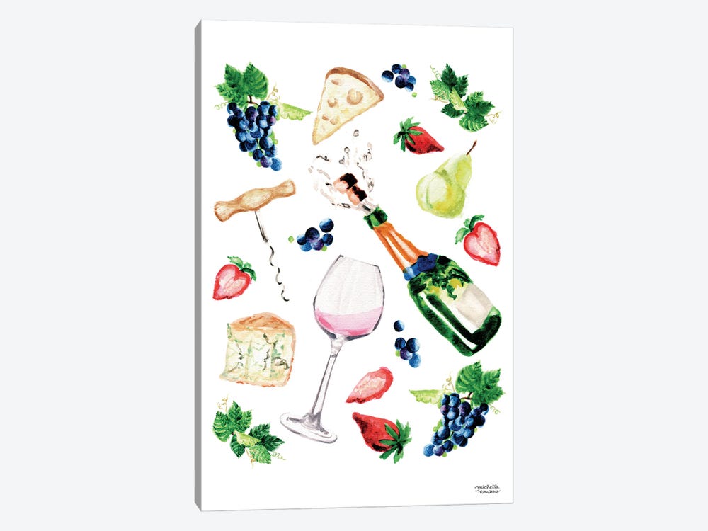 Wine Vibes Watercolor by Michelle Mospens 1-piece Art Print