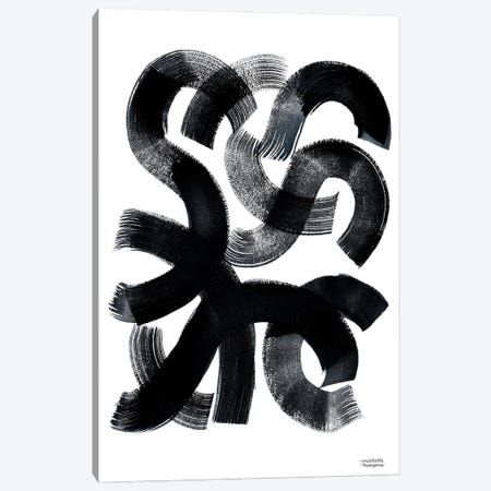 Black Brushstrokes I Abstract Art Canvas Print #MMP65} by Michelle Mospens Canvas Wall Art