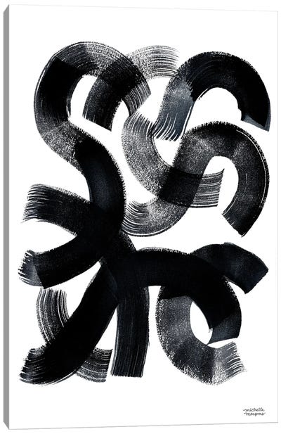 Black Brushstrokes I Abstract Art Canvas Art Print - Michelle Mospens