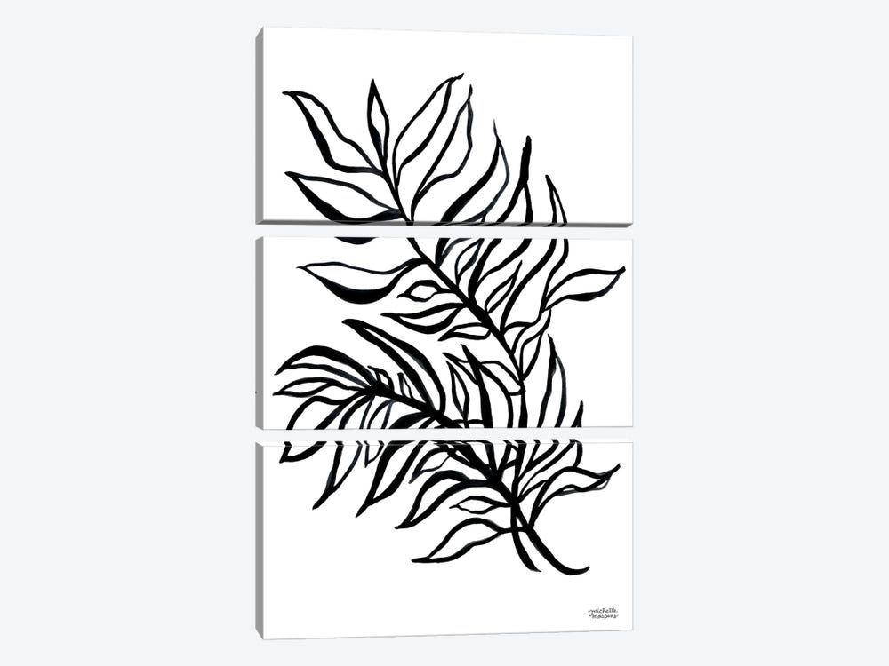 Black And White Botanical I by Michelle Mospens 3-piece Canvas Print