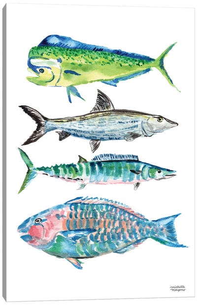 Grand Cayman Fish Watercolor Canvas Art Print - Michelle Mospens