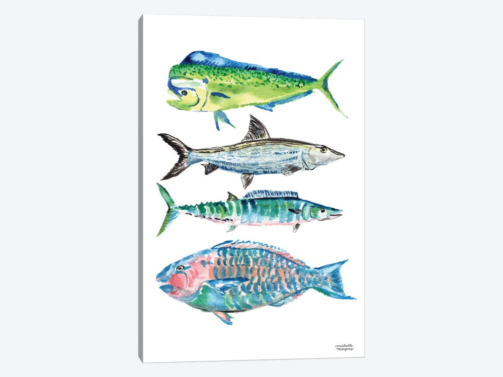 Grand Cayman Fish Watercolor by Michelle Mospens 1-piece Canvas Art