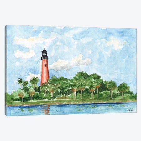 Jupiter Lighthouse Florida Watercolor Canvas Print #MMP76} by Michelle Mospens Canvas Art Print
