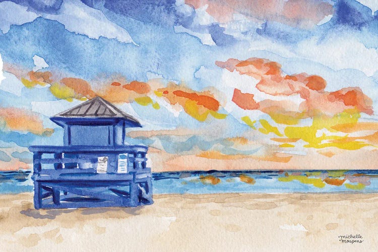 Watercolor Lifeguard Shack by Michelle Mospens wall art