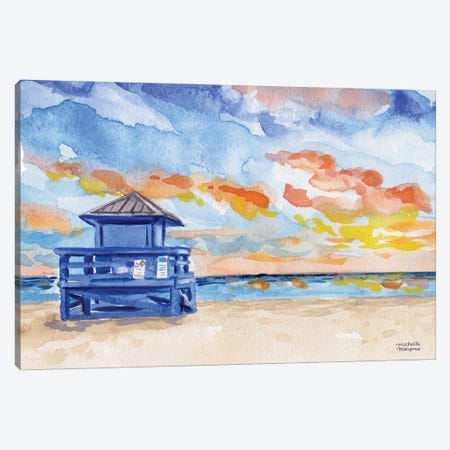 Watercolor Lifeguard Shack Canvas Print #MMP78} by Michelle Mospens Canvas Art