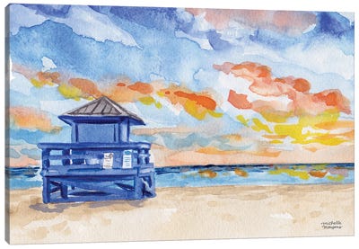 Watercolor Lifeguard Shack Canvas Art Print - Michelle Mospens