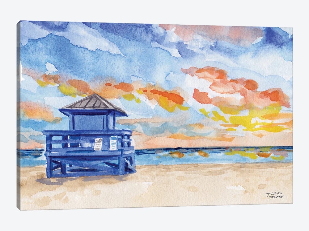 Watercolor Lifeguard Shack by Michelle Mospens 1-piece Canvas Wall Art