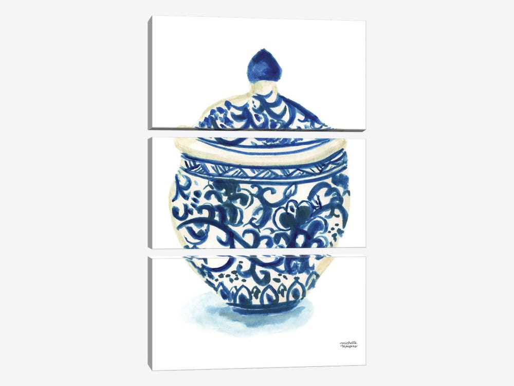 Ginger Jar II Watercolor by Michelle Mospens 3-piece Canvas Wall Art