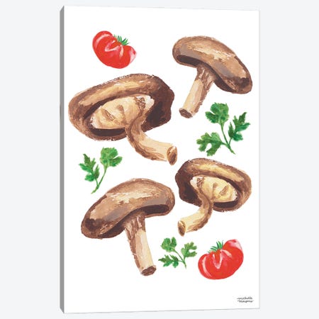 Watercolor Mushrooms And Tomatoes Canvas Print #MMP80} by Michelle Mospens Canvas Art Print