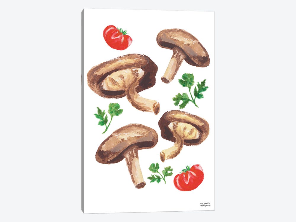 Watercolor Mushrooms And Tomatoes by Michelle Mospens 1-piece Art Print