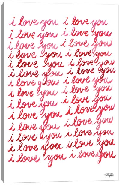 Watercolor I Love You I Love You Canvas Art Print - Valentine's Day Art