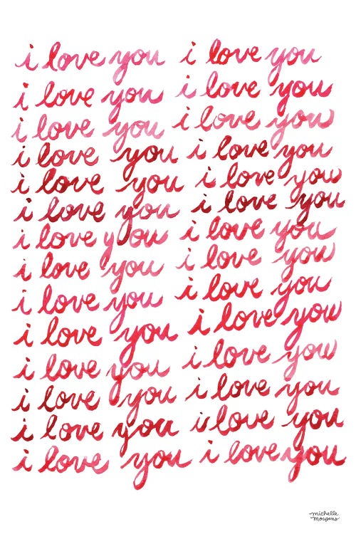 Watercolor I Love You I Love You by Michelle Mospens wall art