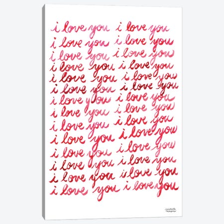 Watercolor I Love You I Love You Canvas Print #MMP82} by Michelle Mospens Art Print