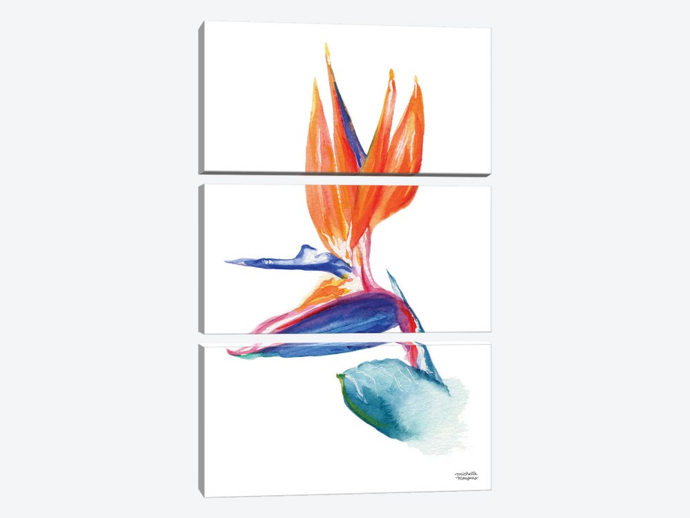 Bird Of Paradise Watercolor by Michelle Mospens 3-piece Canvas Art