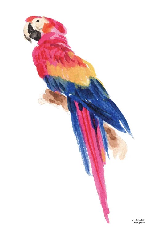 Tropical Parrot Bird Watercolor by Michelle Mospens wall art