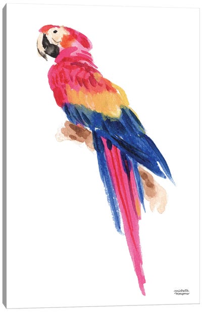 Tropical Parrot Bird Watercolor Canvas Art Print - Michelle Mospens
