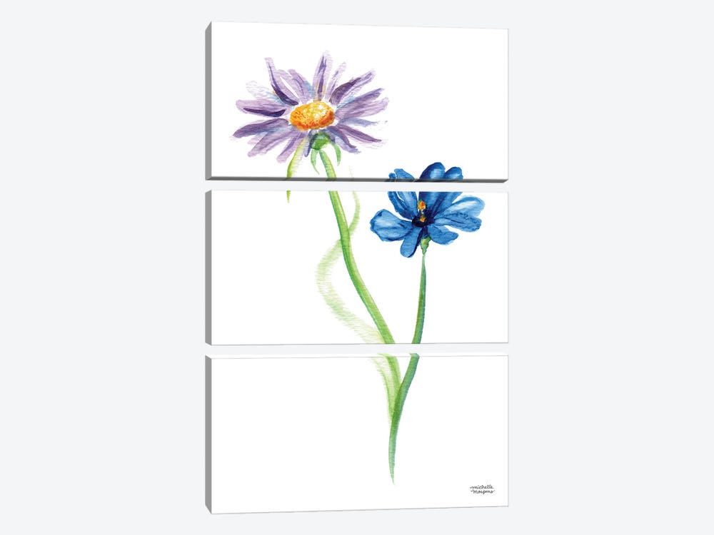 Wildflower Duo Watercolor by Michelle Mospens 3-piece Canvas Print