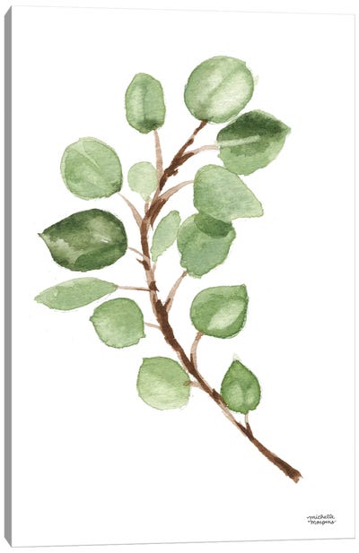 Eucalyptus Branch I Watercolor Canvas Art Print - Eucalyptus Art