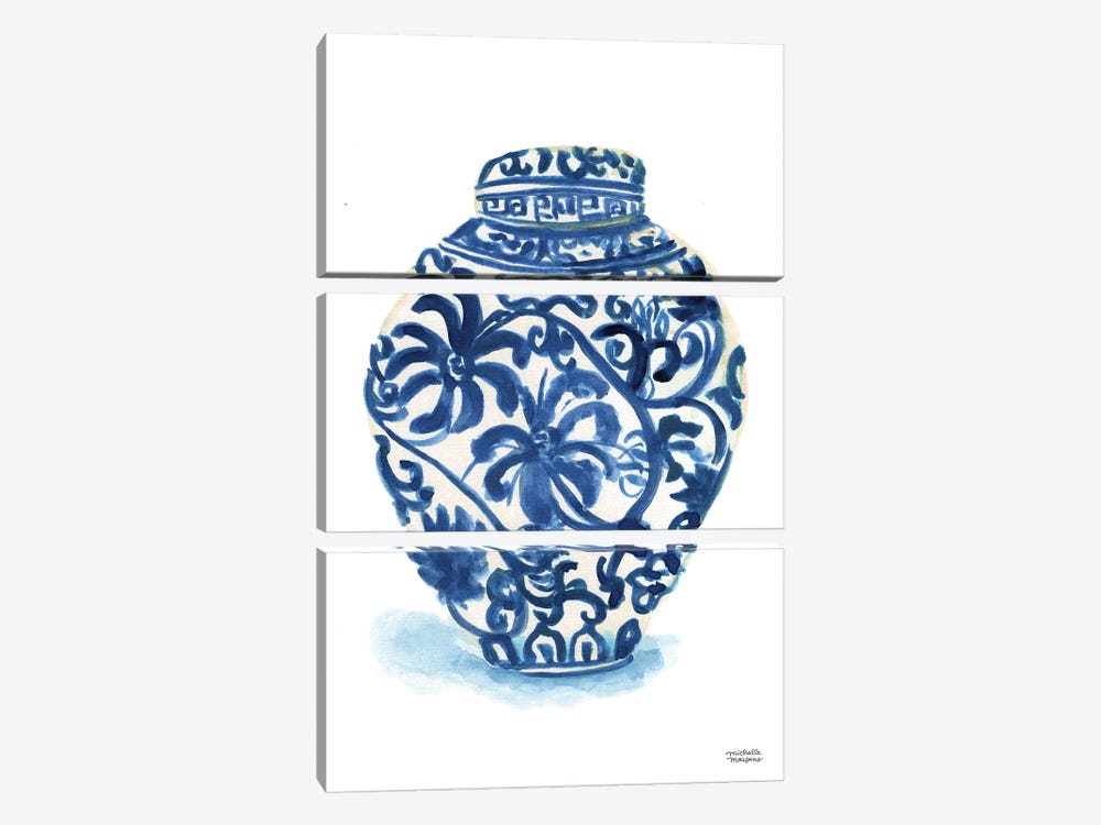 Ginger Jar III Watercolor by Michelle Mospens 3-piece Canvas Print