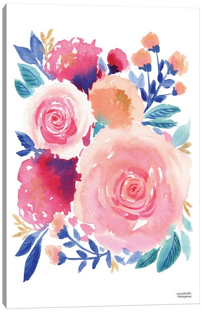 Flower Power Watercolor Canvas Art Print - Michelle Mospens