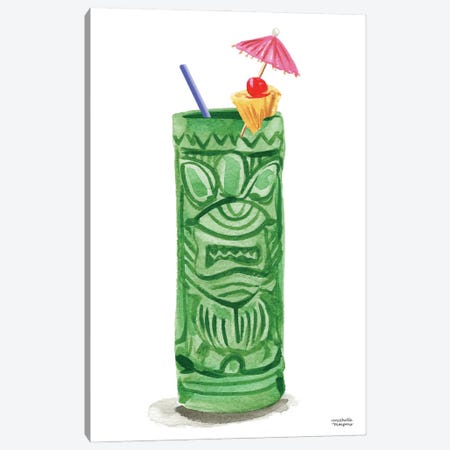 Tiki Punch Cocktail Drink Watercolor Canvas Print #MMP92} by Michelle Mospens Canvas Artwork