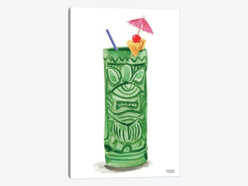 Tiki Punch Cocktail Drink Watercolor by Michelle Mospens 1-piece Canvas Art