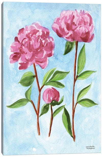 Peony Gardener Watercolor Canvas Art Print - Michelle Mospens