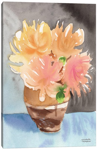 Boho Bouquet Still Life Watercolor Canvas Art Print - Michelle Mospens