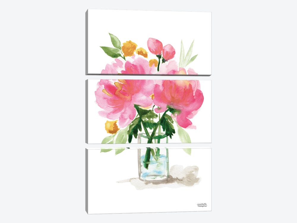 Painterly Bouquet Still Life II Watercolor by Michelle Mospens 3-piece Canvas Wall Art