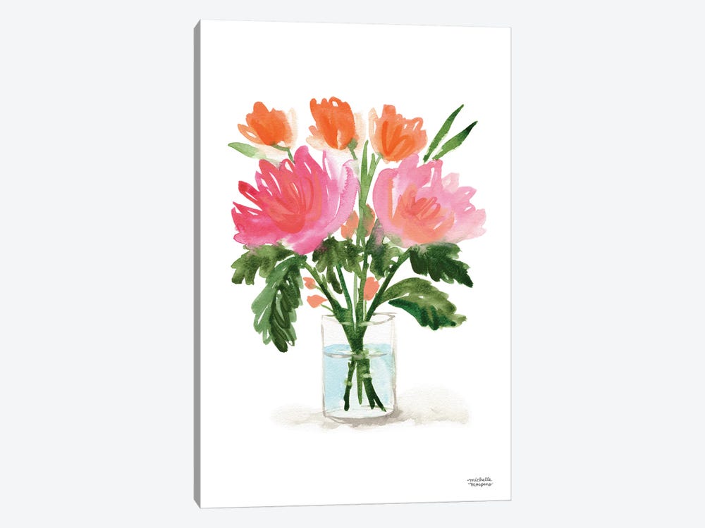 Painterly Bouquet Still Life III Watercolor by Michelle Mospens 1-piece Canvas Print
