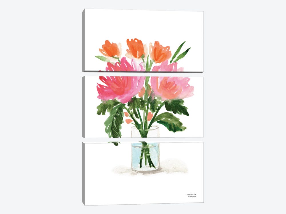 Painterly Bouquet Still Life III Watercolor by Michelle Mospens 3-piece Art Print
