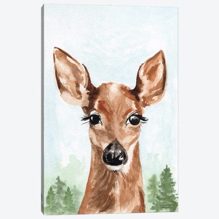 Deer Fawn Watercolor Canvas Print #MMP99} by Michelle Mospens Canvas Art