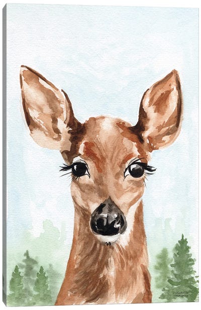 Deer Fawn Watercolor Canvas Art Print - Michelle Mospens