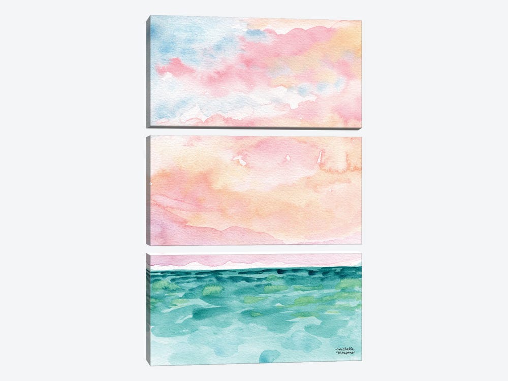 Watercolor Abstract Seascape III by Michelle Mospens 3-piece Canvas Art