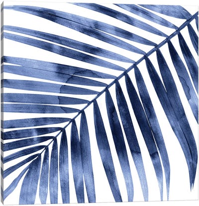 Indigo Palm, Close-Up I Canvas Art Print - Tropical Leaf Art