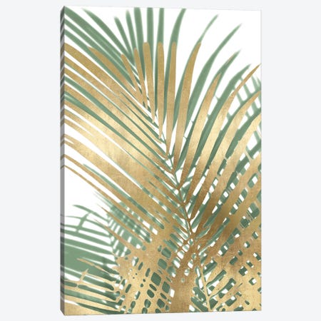 Palm Shadows Gold on Green I Canvas Print #MMR66} by Melonie Miller Canvas Art