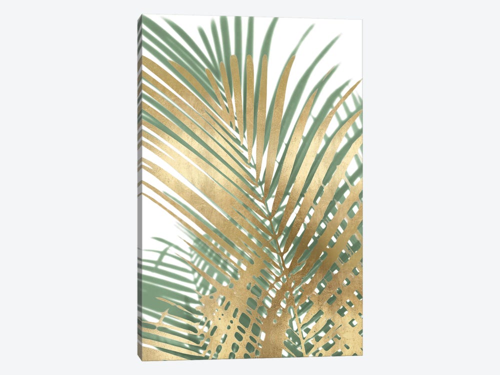 Palm Shadows Gold on Green I by Melonie Miller 1-piece Canvas Artwork