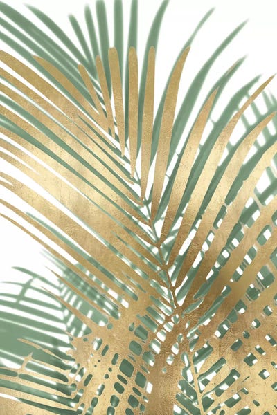 Melonie Miller: Palm Shadows Gold on Green I by Melonie Miller