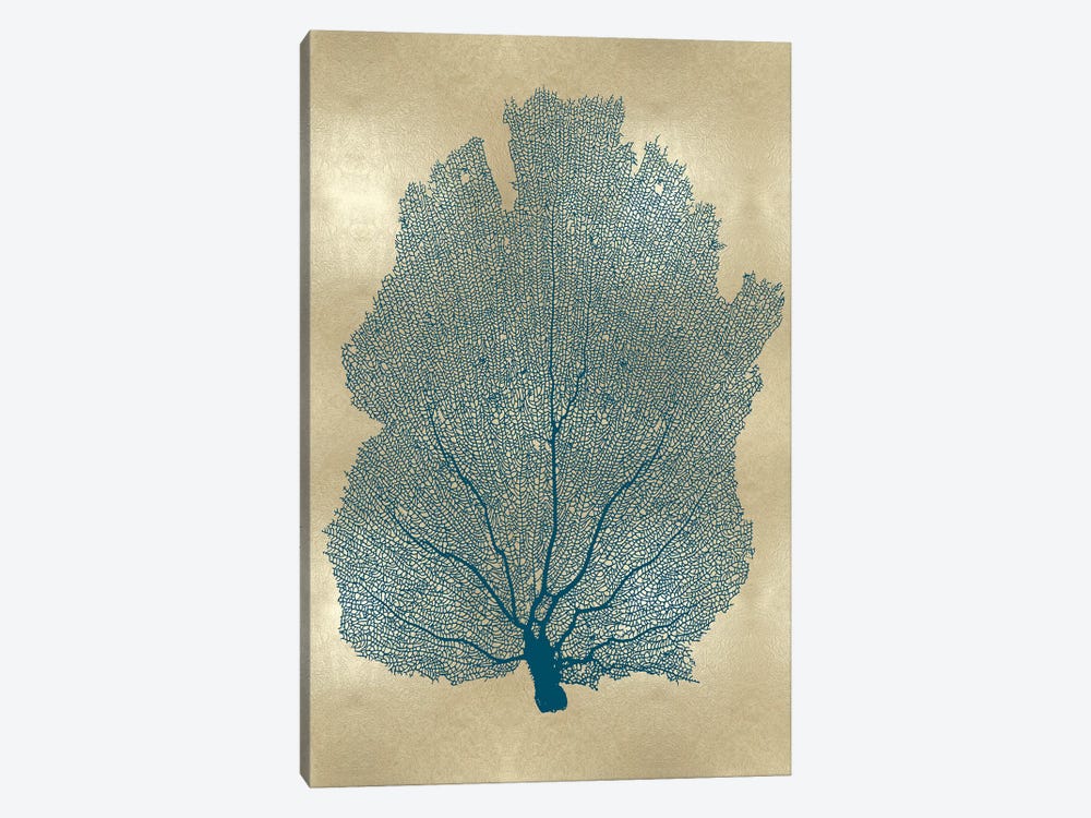 Sea Fan Teal on Gold I by Melonie Miller 1-piece Canvas Art Print