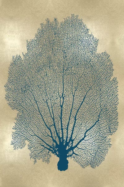 Melonie Miller: Sea Fan Teal on Gold II by Melonie Miller
