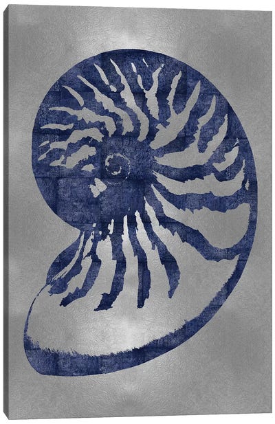 Blue On Silver III Canvas Art Print - Sea Shell Art