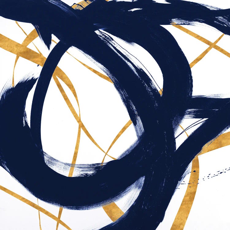 Navy with Gold Strokes I by Megan Morris wall art