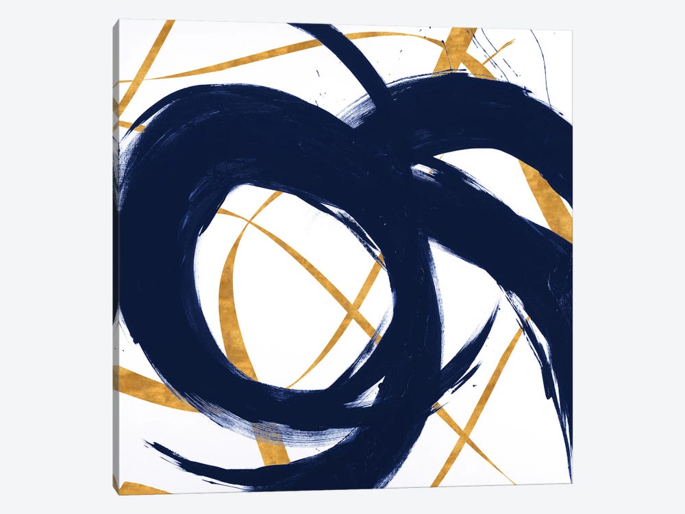 Navy with Gold Strokes II by Megan Morris 1-piece Canvas Artwork