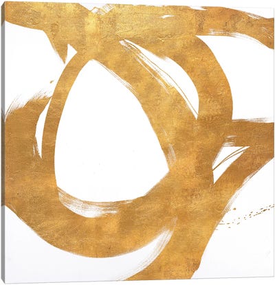 Gold Circular Strokes I Canvas Art Print - Gold Abstract Art