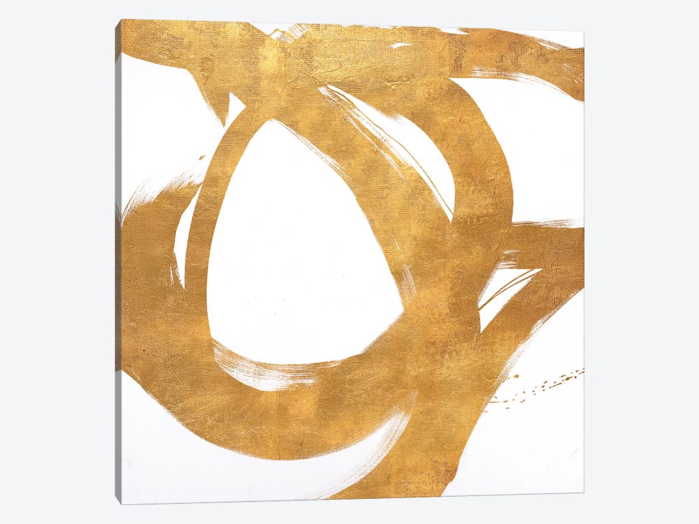 Gold Circular Strokes I by Megan Morris 1-piece Canvas Art