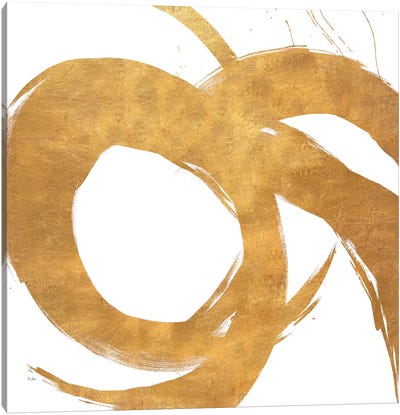 Gold Circular Strokes II Canvas Art Print - Gold Abstract Art