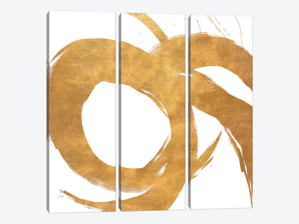 Gold Circular Strokes II by Megan Morris 3-piece Canvas Art Print