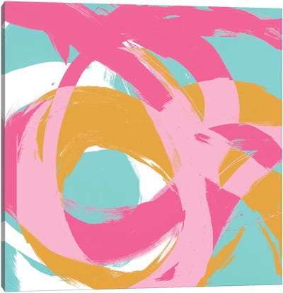 Pink Circular Strokes I Canvas Art Print - Megan Morris