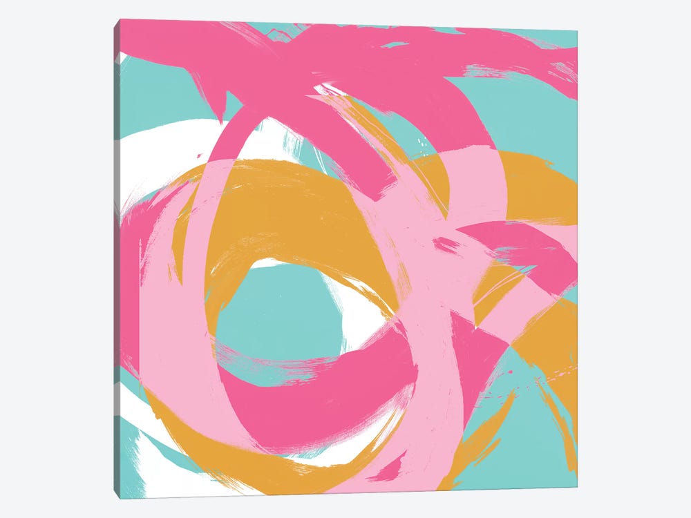 Pink Circular Strokes I by Megan Morris 1-piece Canvas Wall Art